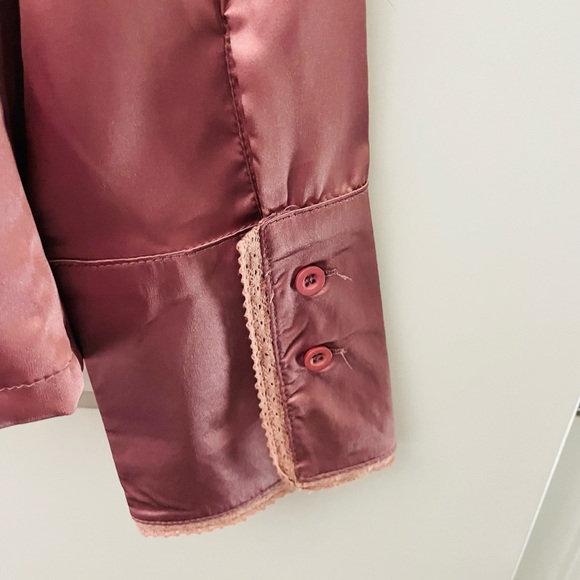 Button front ROSE PINK satin shirt M NEW - Picture 7 of 7